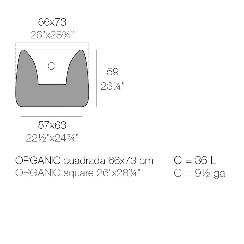 Pot à fleurs en résine biologique, H 23,25 po x l 28,75 po x P 26 po