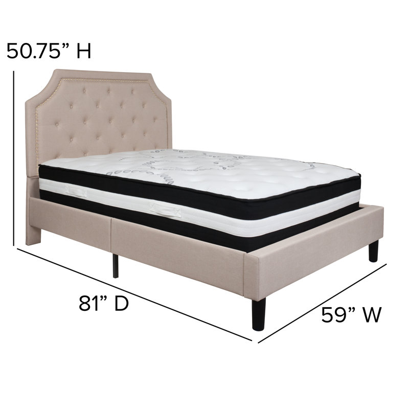 Matelas arqué et capitonné Aluino, Beige, Double