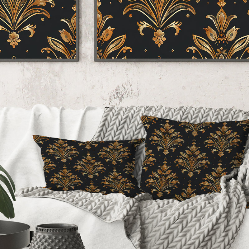 Glam Damask Pattern III - Glam Throw Pillow, 16"H x16"H