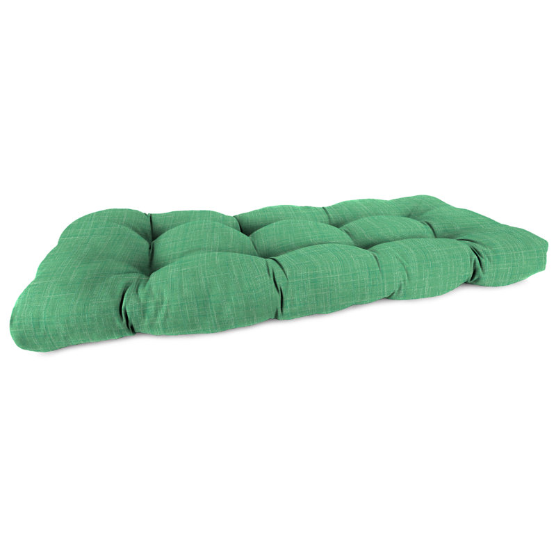 Sunbrella 44" x 18" Contoured Outdoor Wicker Bench Cushion, Harlow Lapis