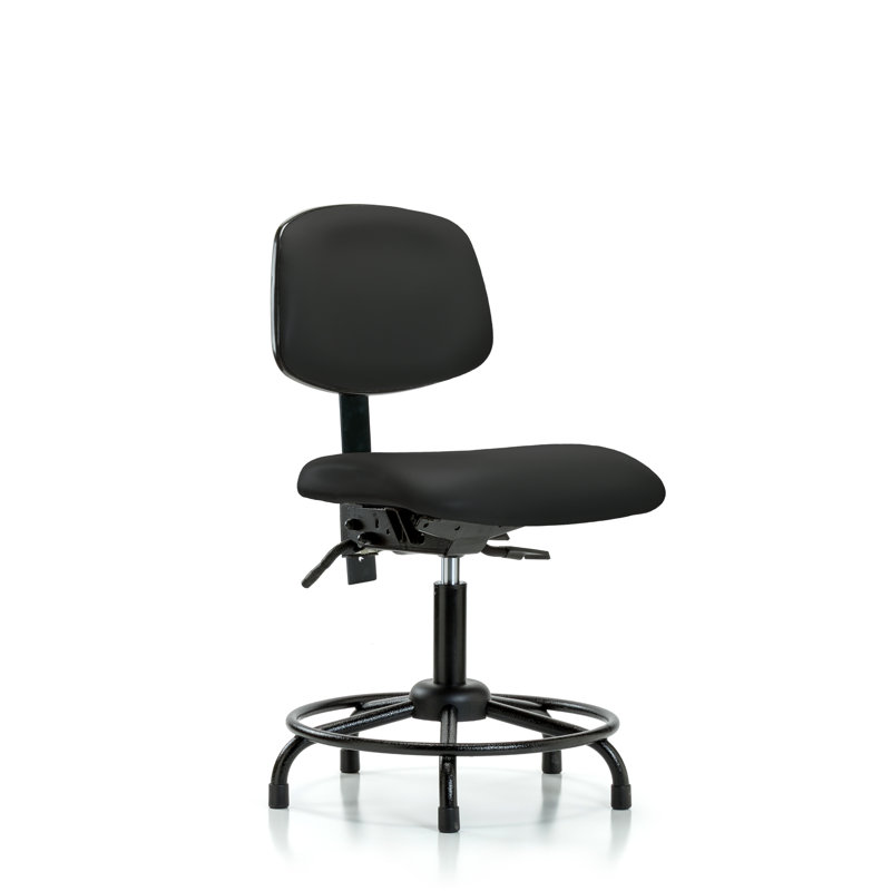 Kacey Vinyl Drafting Chair, Black, Glides, Not Included