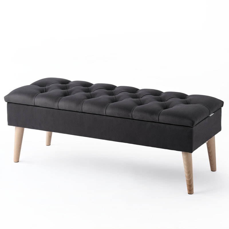 Thalassa Velvet Upholstered Bench with Flip Top, H44 x W140 x D30cm, Natural, Beige