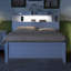Lit plateforme double en bois avec lit gigogne et tête de lit à DEL, avec tiroirs, blanc-948839988-948839977
