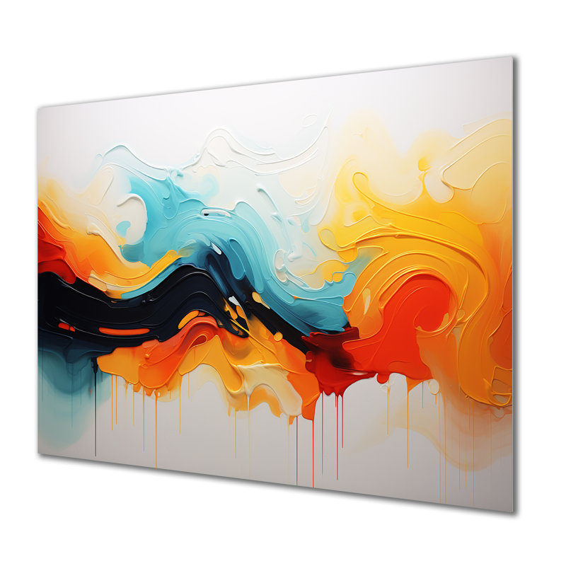 «Yellow Fractal Paint Wave Expression 1», art mural abstrait en métal MT134512, H 24 po x l 32 po x P 1 po