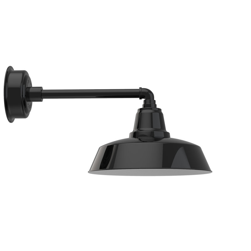Luminaire de grange d'extérieur Vandervliet, Noir, H 10,12 po x l 14 po x P 23,5 po