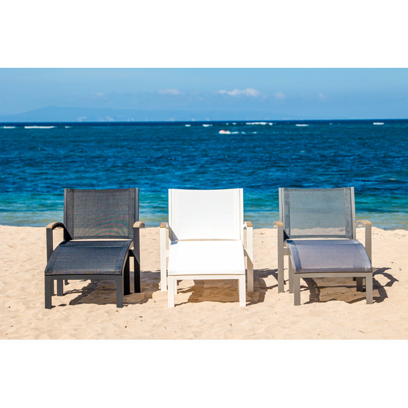 Tribeca Aluminum Sling Ottoman, Silver