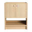 Meuble de salle de bain autoportant de 76 cm (30 po) en contreplaqué de chêne avec 2 portes pour un rangement soigné et ordonné, et un intérieur spacieux