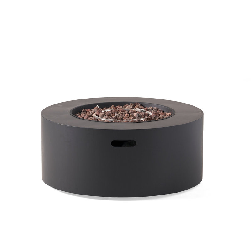 Lightweight Concrete Outdoor Circular Fire Pit, 50,000 BTU (Tank Cover Not Included), 13.55" H x 32.05" W x 32.05" D