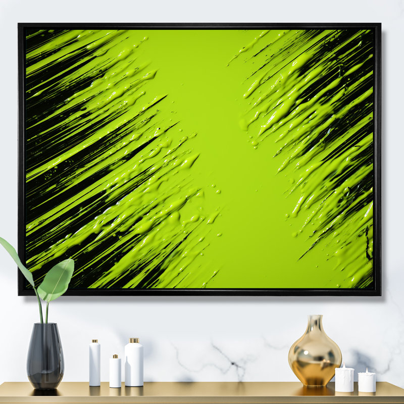 Collage tropical - Collages abstraits, art mural, Cadre flottant noir, H 24 po x l 32 po x P 1 po