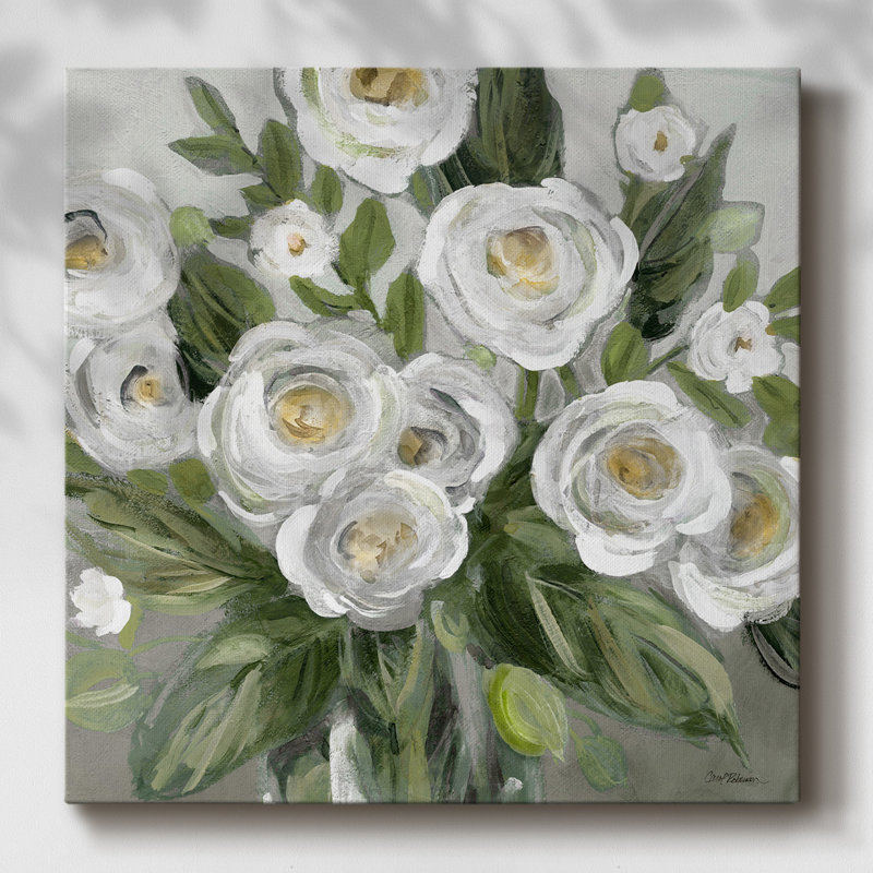 Miel et fleurs blanches sur toile, H 40 po x l 40 po x P 1,5 po