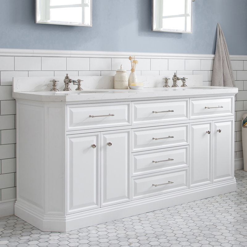 Palace 72'' W Vanity, Pure White, Polished Nickel