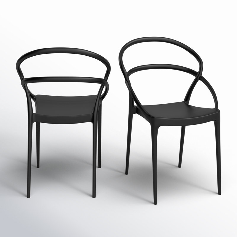 Chaise d'appoint empilable pour patio Farrah, Noir