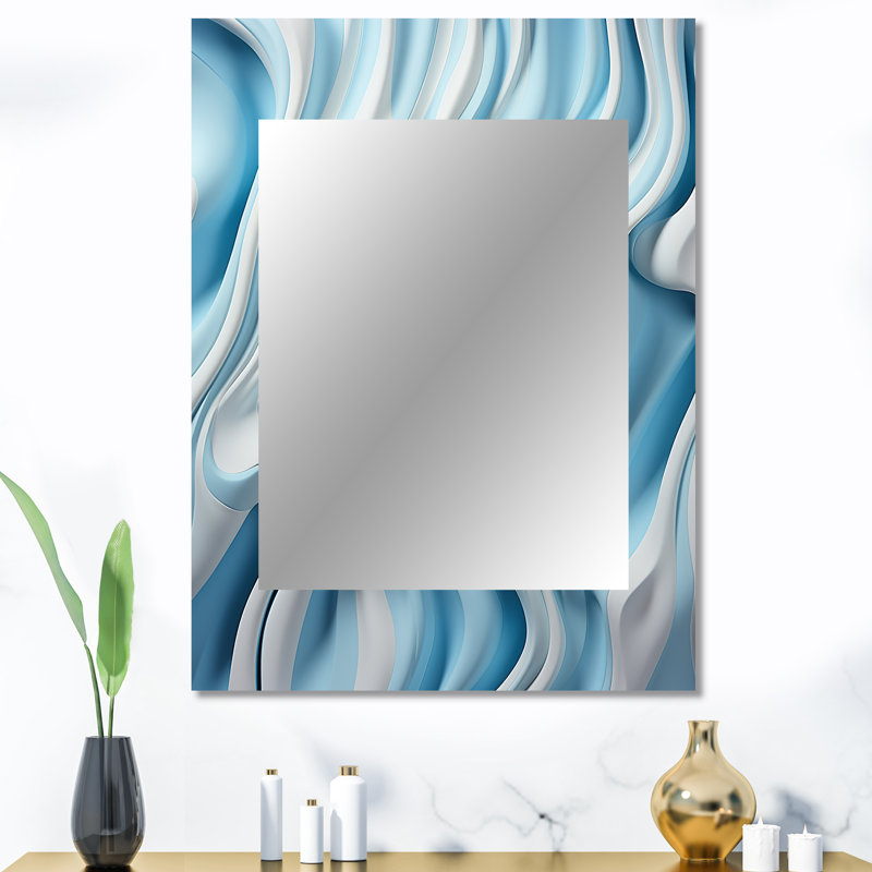 Op Op Blue Focus I - miroir mural Op Art, miroir décoratif moderne, impression sur métal, 40 po x 30 po