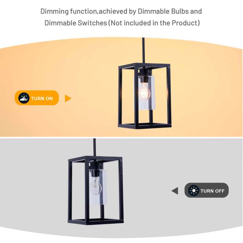 1-Light Dimmable Black Cage Single Pendant Light