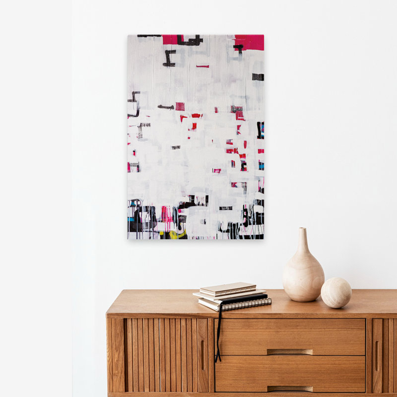 Bits and Bytes - Art abstrait noir et bleu, H 24 po x l 16 po