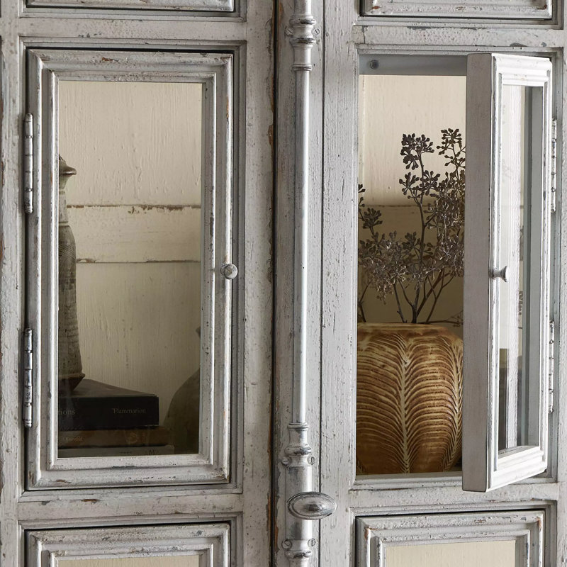 Loami China Cabinet, Distressed Gray Blue Veneer