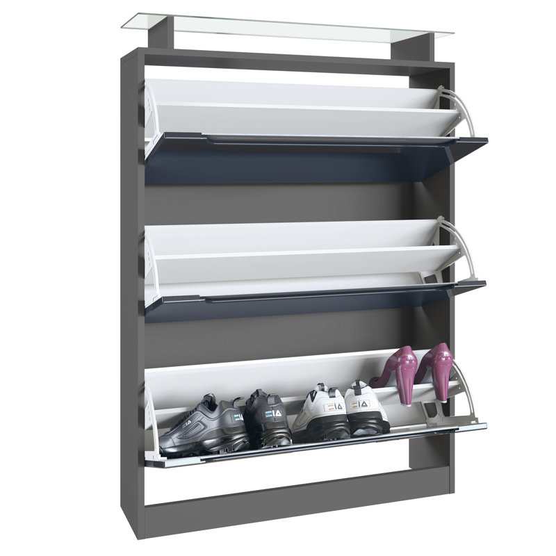 24 Pair Shoe Storage Cabinet, Anthracite and cream