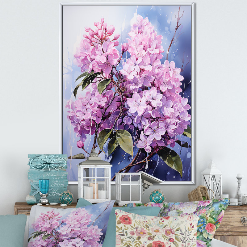Mystical Whispers Lilacs - décoration murale lilas, H 40 po x l 30 po, Cadre flottant blanc