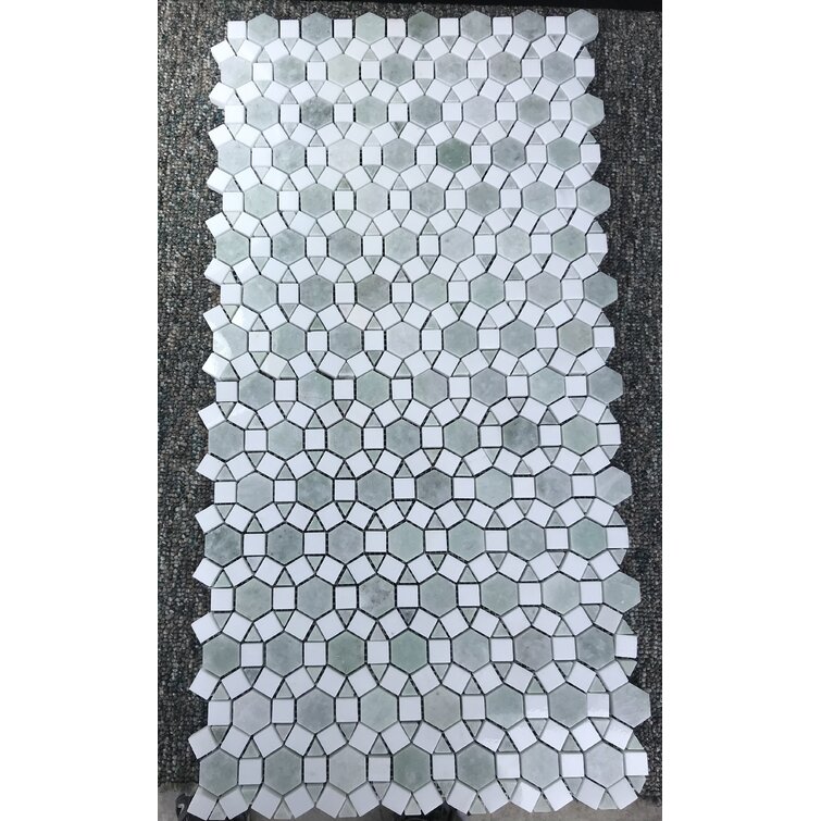 Glass and Ming Green Marble Square Mosaic 5/8x5/8 – All Marble Tiles