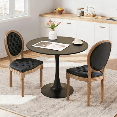 Ensemble de table de salle à manger ronde 31,5 "et 2 chaises à dossier rond