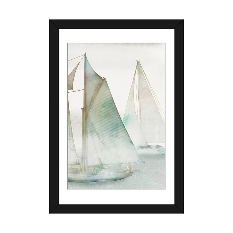 " Glide III " by Edward Selkirk, 24" H x 16" W x 1" D, Black Framed Fine Art Paper, White