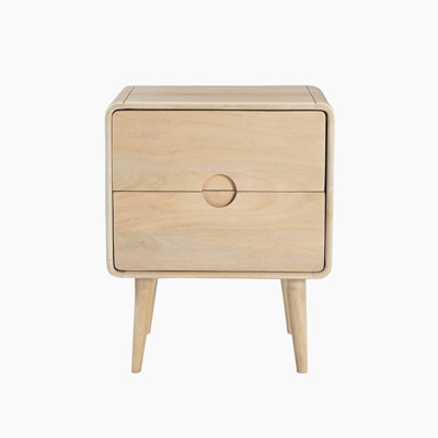 Dennal Rectangular Mango Wooden 2 Drawer Nightstand Bedside Table - Vintage Retro Design