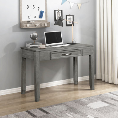 Gray Finish Writing Desk with Drawer Wooden Furniture 1pc