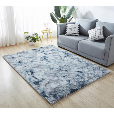 Tapis rectangulaire en fausse fourrure de luxe Chinchilla