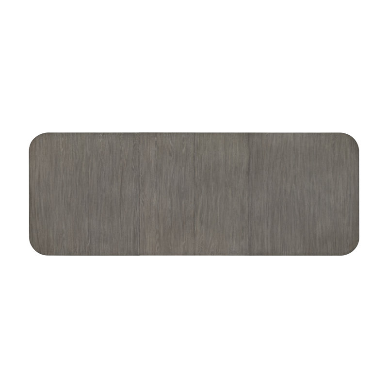 Gray Oak Extendable Rectangular Dining Table with Double Pedestal