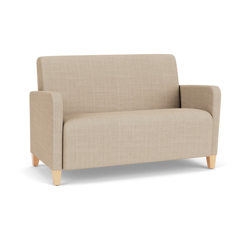 Causeuse de réception Ravenna, Chambray calcaire, Bois naturel