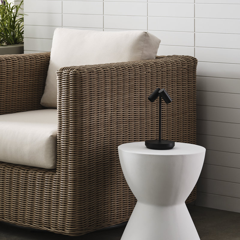 Sean Lavin Doppia 2-light Short Accent Rechargeable Table Lamp in Hand Rubbed Antique Brass, Black