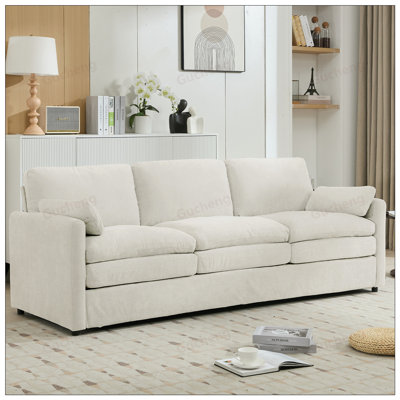 Canapé confortable à 3 places rembourré avec coussins moelleux surdimensionnés, parfait pour la détente et le confort dans n'importe quel salon