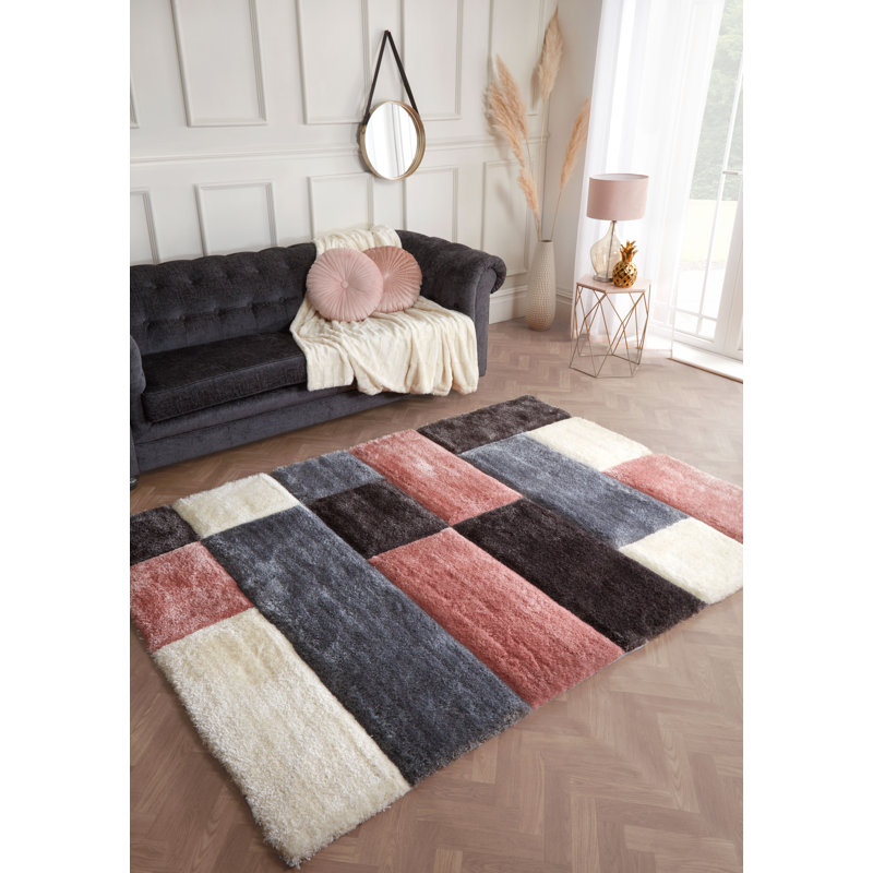 Olcay Hand Tufted Pink/Grey/Cream Rug, Rectangle 120 x 170cm
