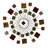 Metal Wire Sunburst Multi Colored Wall Decor with Square Shaped Accents