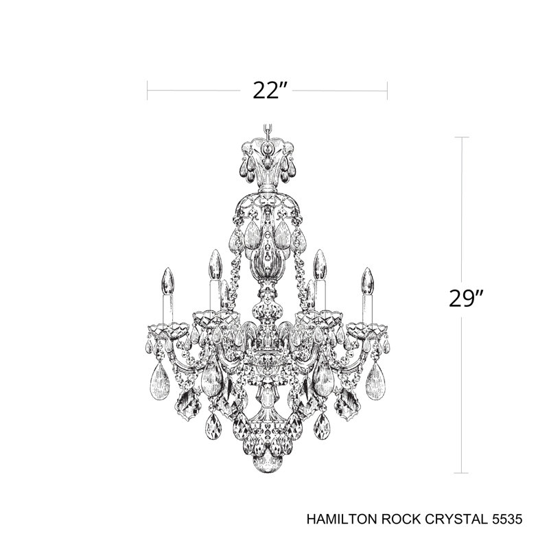 Hamilton 6 - Light Glass Chandelier, Rock Clear, Silver