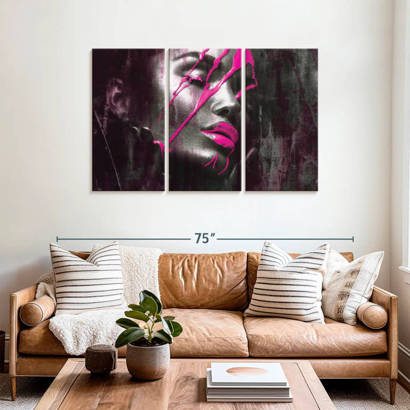 Leisha Purple Makeup Paint Drip, 36" H x 57" W