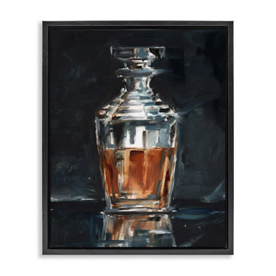 "Whiskey Decanter Still Life", art mural encadré flottant par Ethan Harper