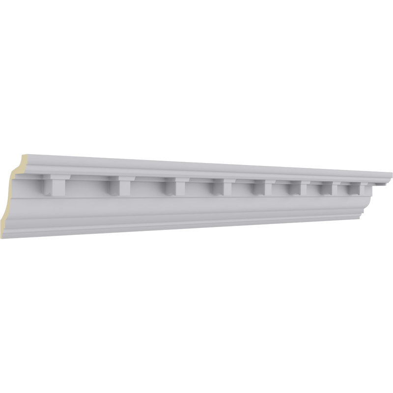 Nouveau Dentil White Polyurethane Crown Moulding 94.5"