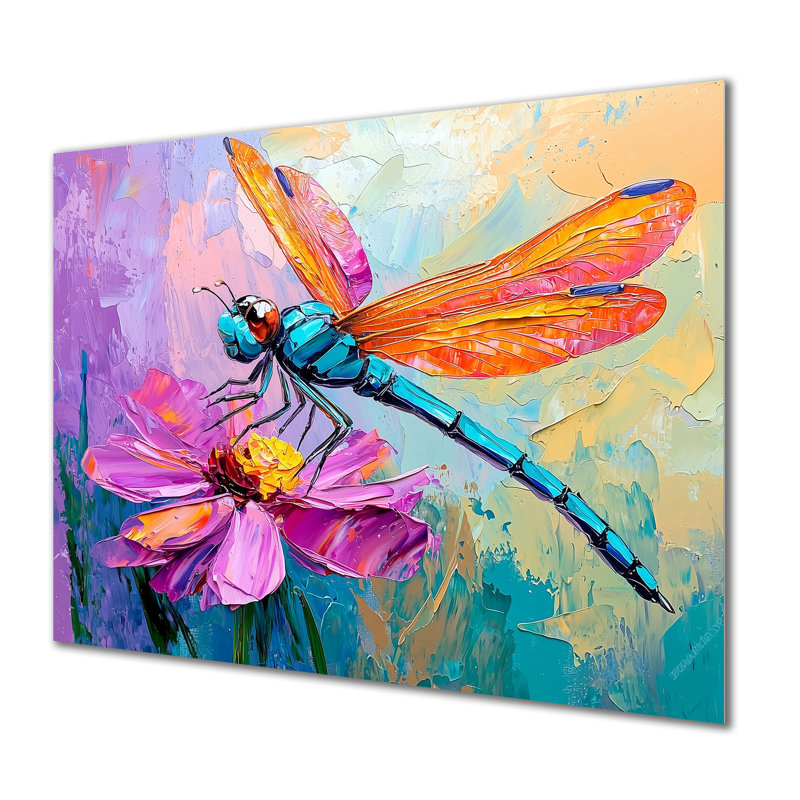 Libellule sur une fleur I - animaux, impression murale en métal, H 12 po x l 20 po