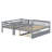Twin Over Full Rubber Wood Bunk Bed – Trundle, Convertible Ladder, Guardrail & Detachable/Convertible Design-1954521975