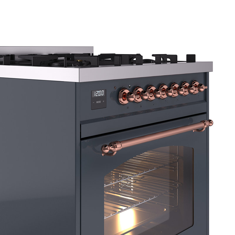 ILVE Nostalgie II 30 in Dual Fuel Range, Liquid Propane, Blue Gray/Copper
