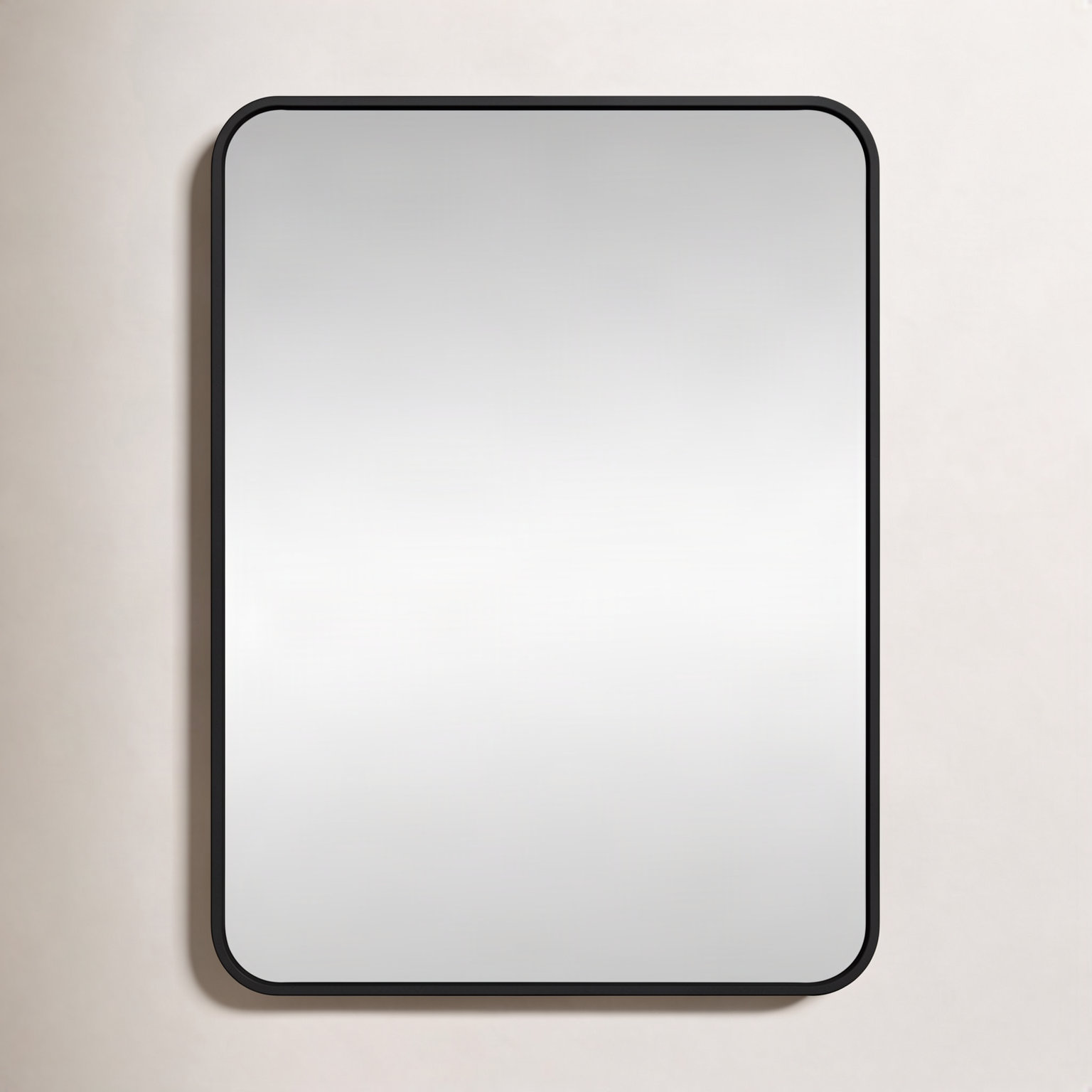 Sabine Metal Rounded Rectangle Wall Mirror, Black, 30" x 22"