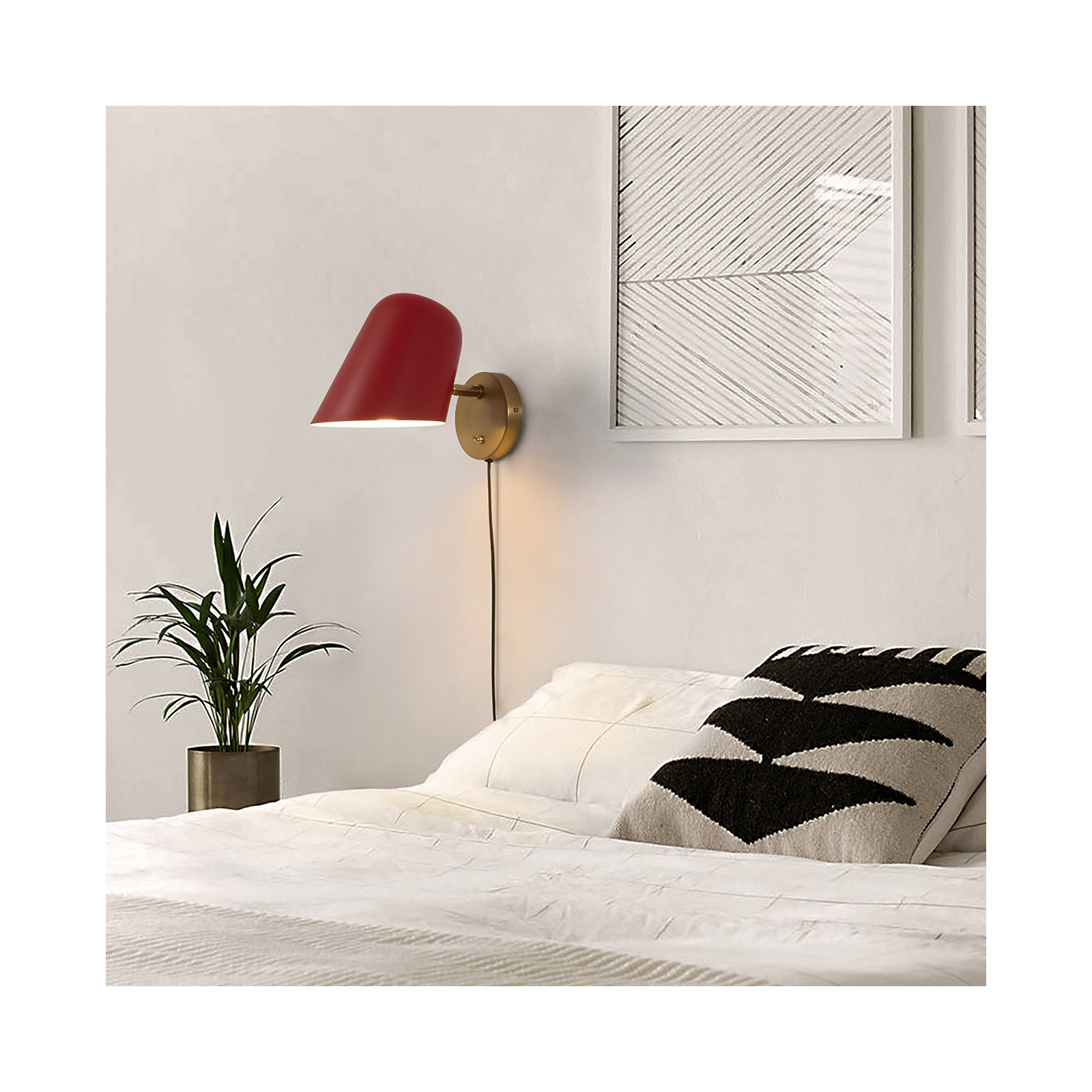 Culver Wall Sconce - plug-in, Crimson Red/Gold