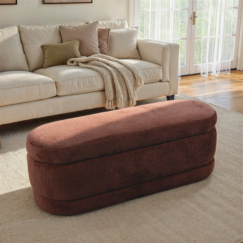 Banc rembourré en chenille avec rangement
