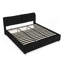Très grand lit plateforme tapissier hydraulique avec tête de lit intégrée, tissu chenille, noir