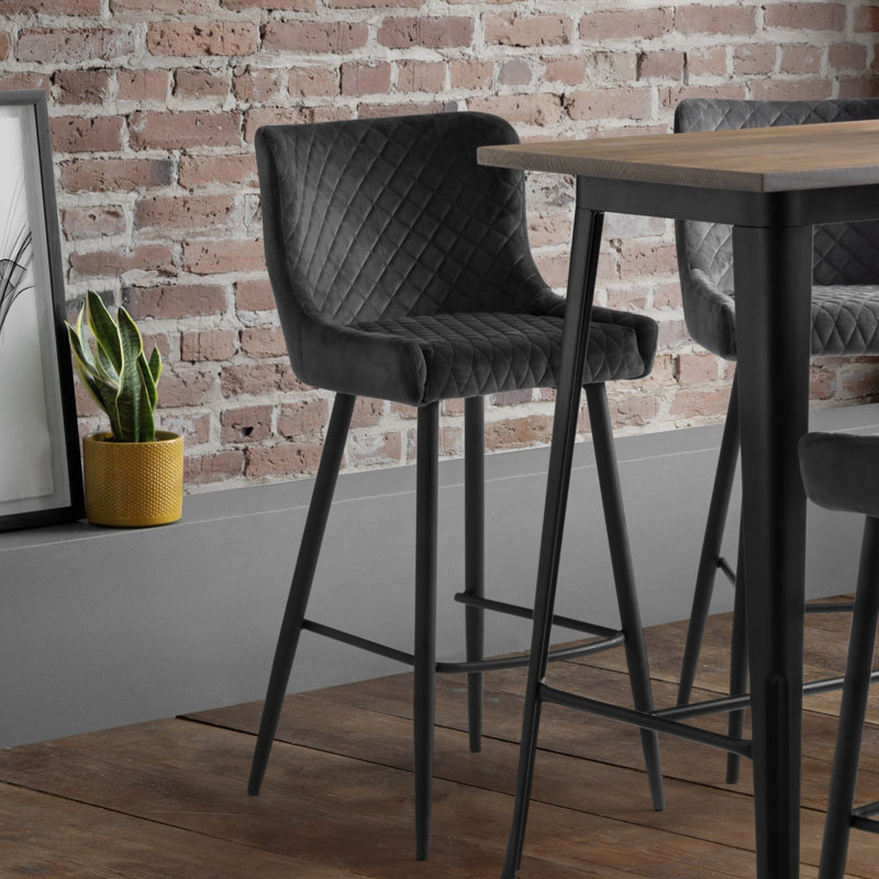 Oesch Upholstered Counter Stool with Metal Frame, Grey