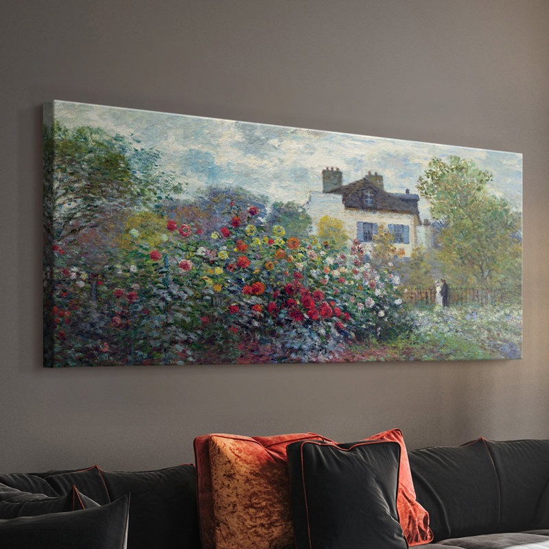 Le jardin de l'artiste à Argenteuil - Toile tendue avec châssis - Prêt à être accroché, H 20 po x l 50 po