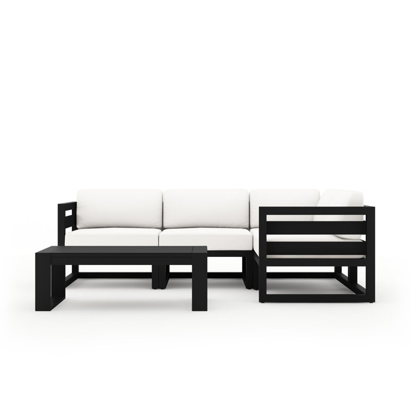 Avion 5 Piece Sectional Set - Black, Canvas Natural Sunbrella® Canvas, Black