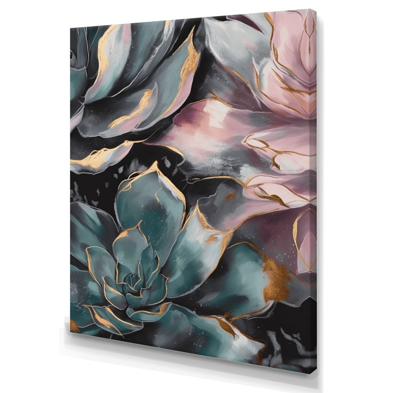Serenade verte des plantes grasses I - reproduction, H 32 po x l 16 po x P 1 po, Toile tendue