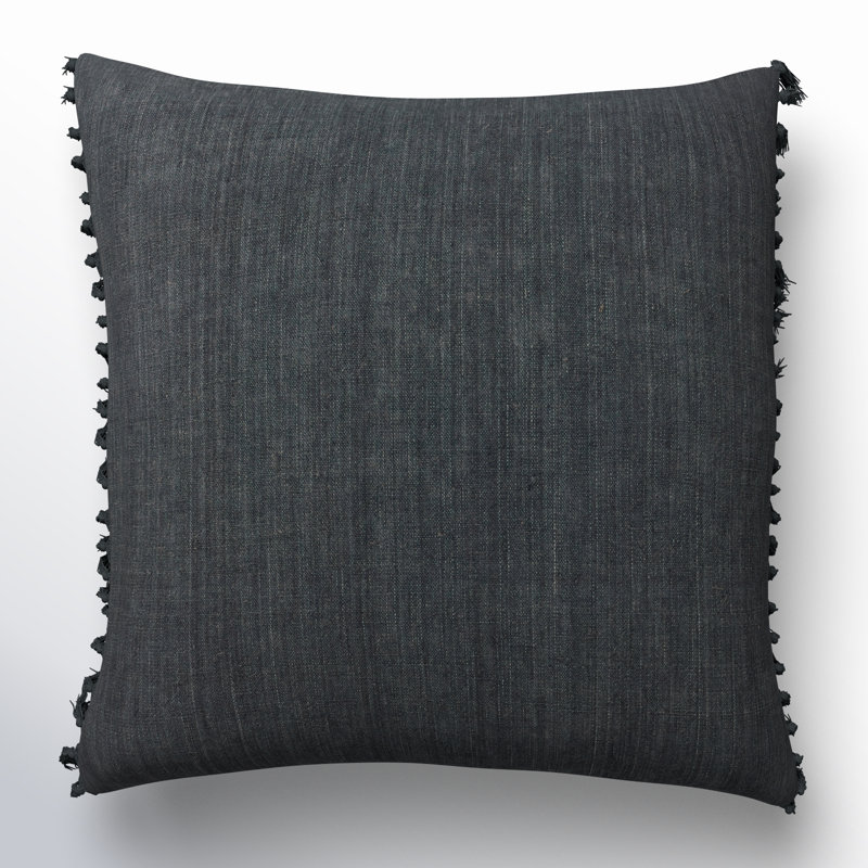 Sharron Square 100% Linen Pillow, Dark Slate, Polyester/Polyfill